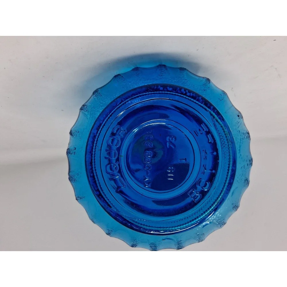 McGill Blue Glass Decanter w/ Handle & Stopper 1960s 0.2 qt KW-DRB 249